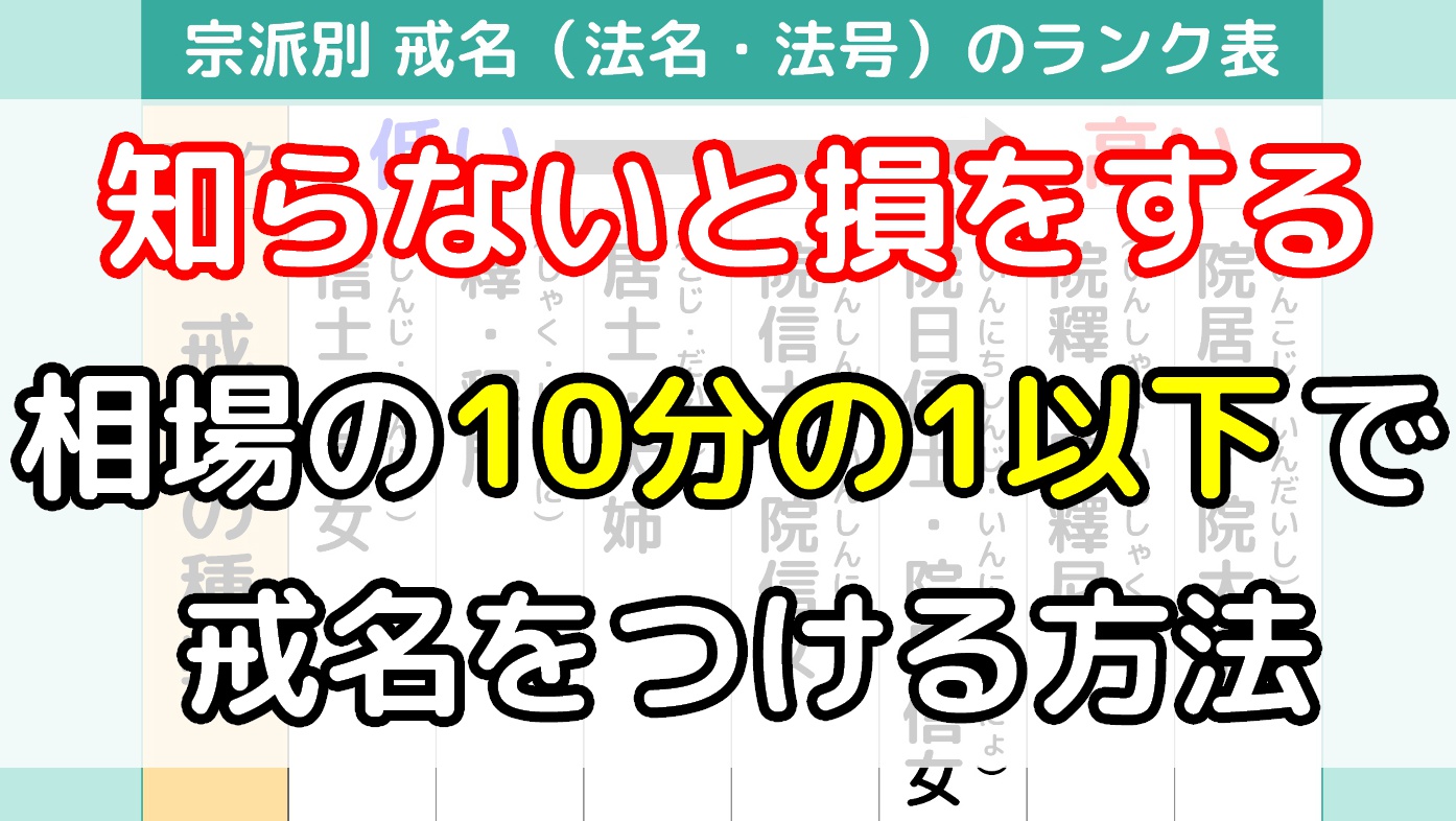 戒名の値段相場とお得に戒名をつけてもらう方法を徹底解説｜戒名にランクがあるって本当？のアイキャッチ画像